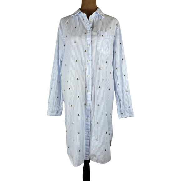 Lands' End Dresses & Skirts - Lands End Womens Striped Honey Bee Cotton lounge Dress Nightgown relaxed M 10-12